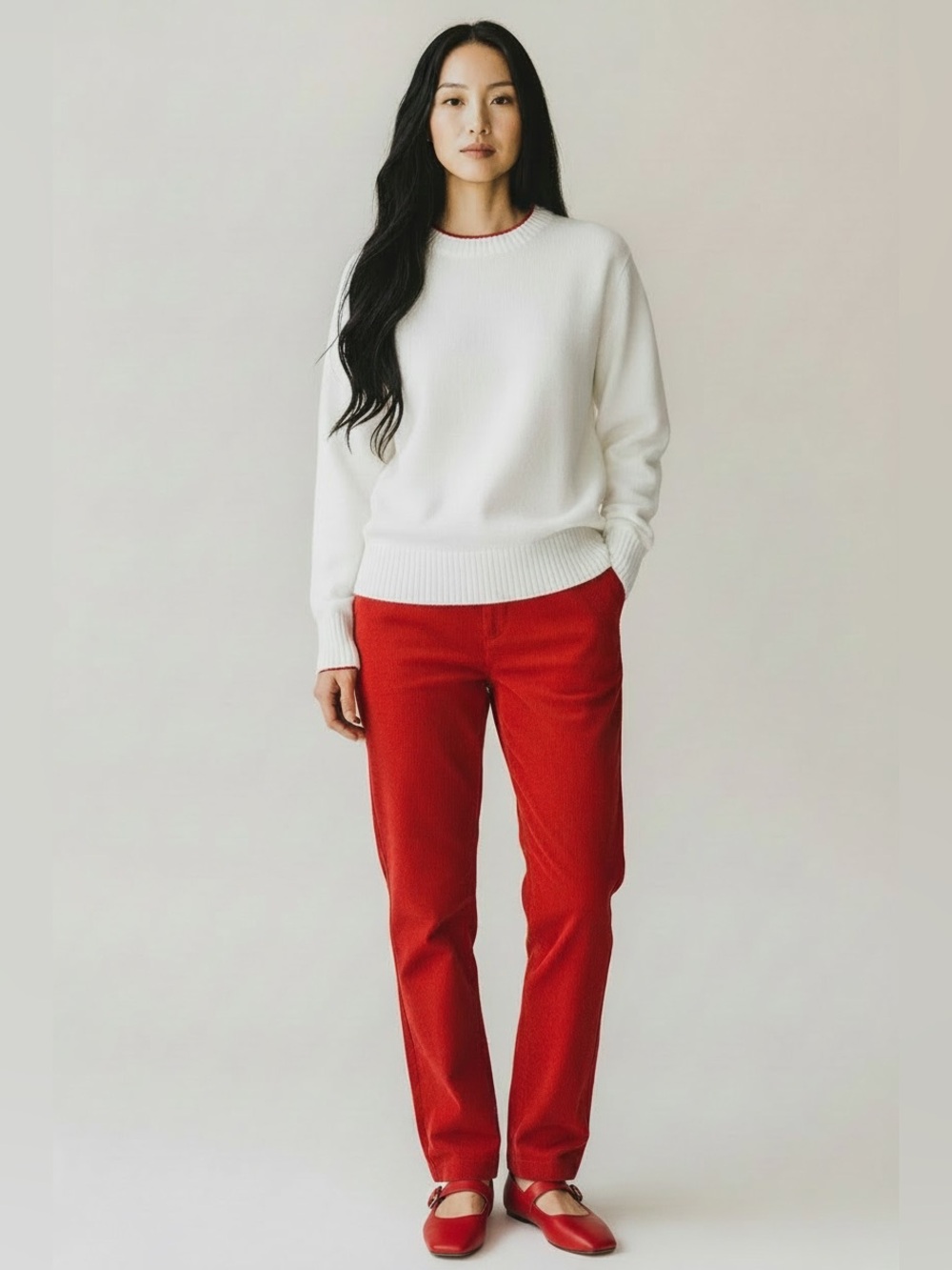 NWT Burberry Golf Red Fine Corduroy Ankle Trousers Nova Check Trim Size US 6